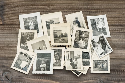 Collection of black and white photos.